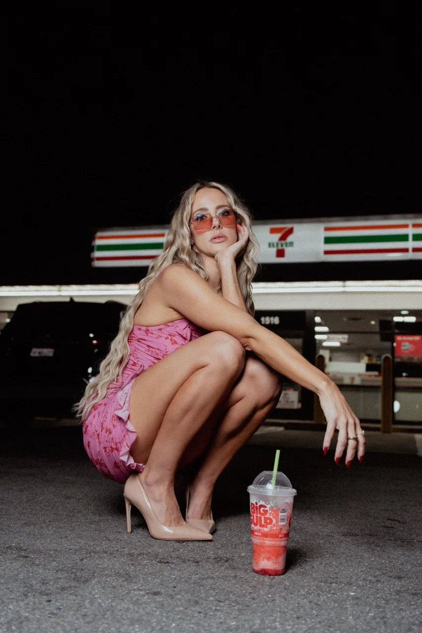 Brittany Schmitt at 7-Eleven with Big Gulp